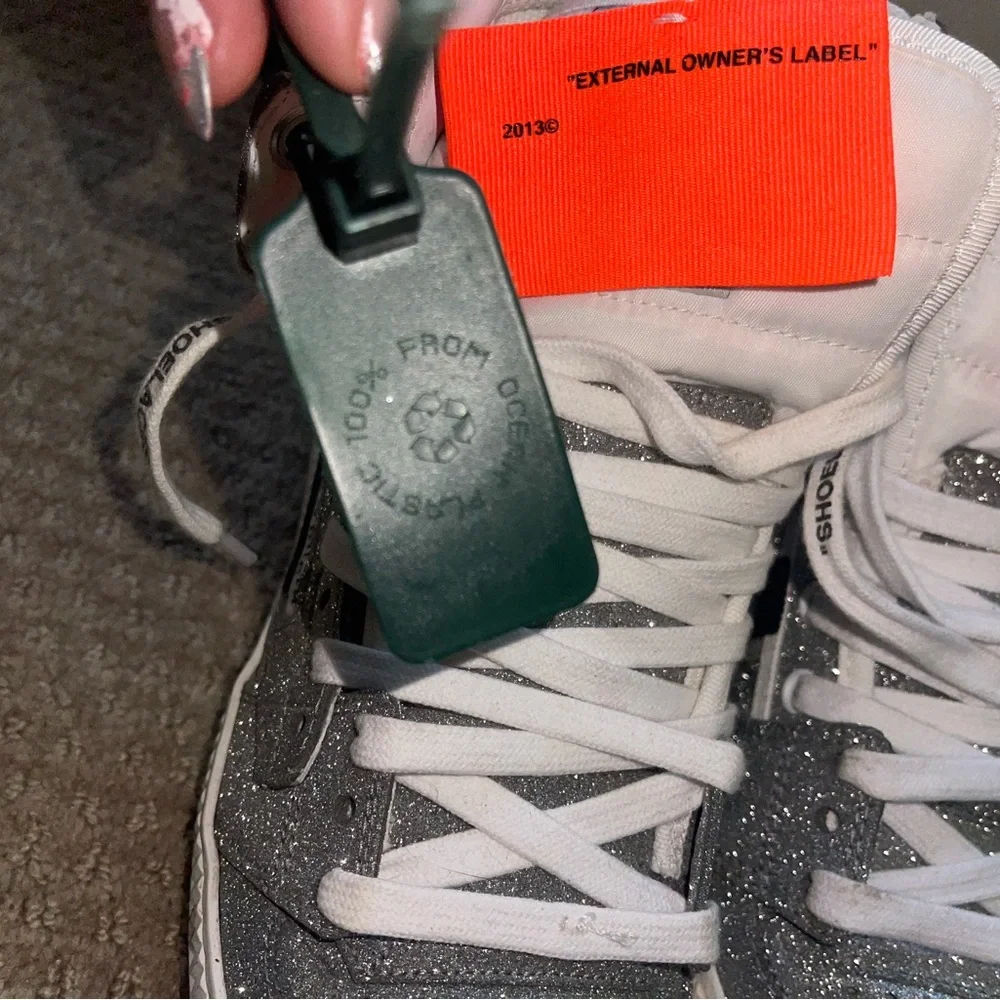OFF-WHITE 3.0 Court Glitter High Top Sneaker SIZE 38 WOMANS COMES WITH BOX - Picture 4 of 6